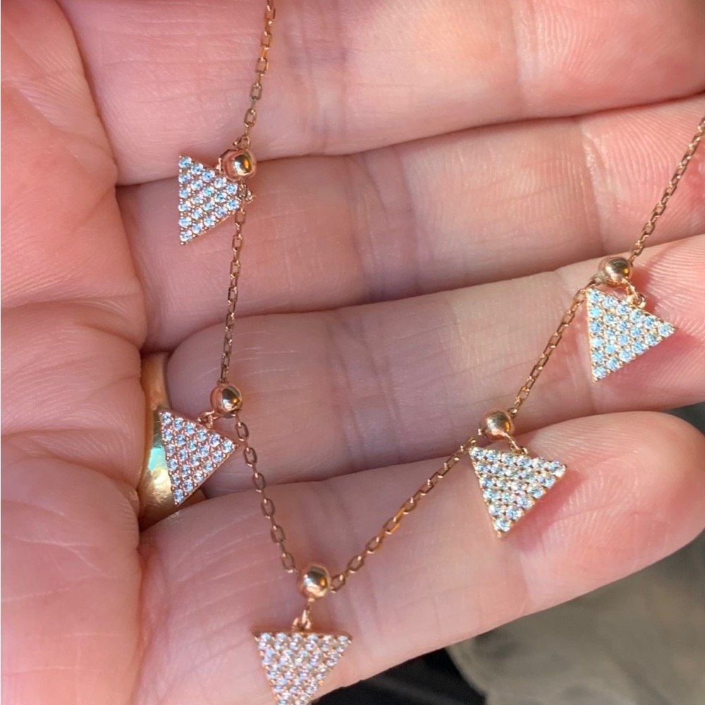Sterling  Silver Diamond Accent  Rose Gold Necklace - Picture 2 of 4